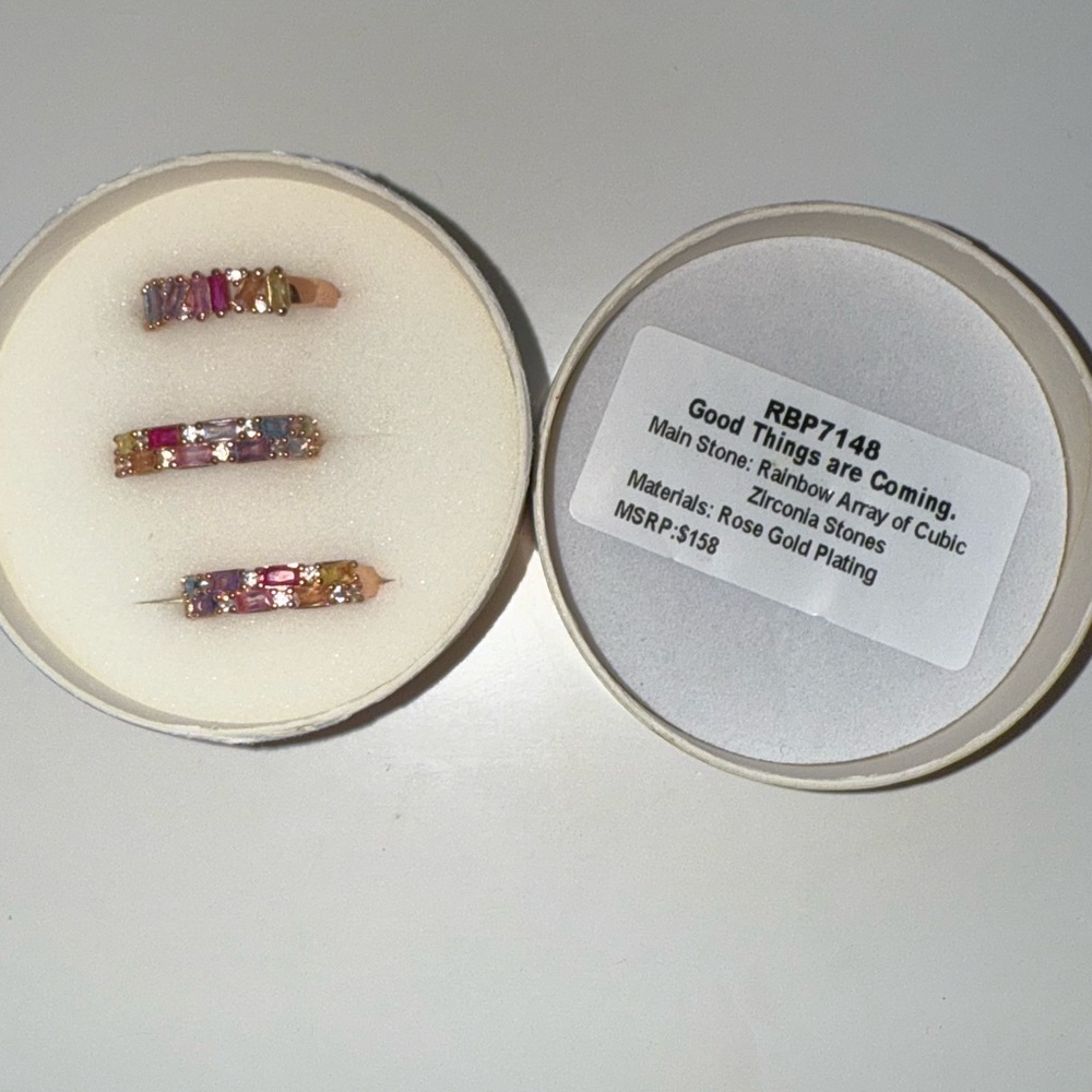 Bomb Party Rose Gold Plated Rainbow Ring Set